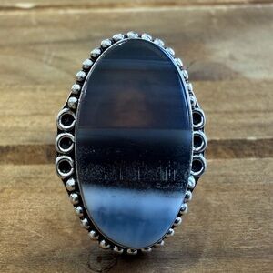 Vintage Style Genuine Owyhee Opal Gemstone Ring Size 7 Silver 925 Plated Boho